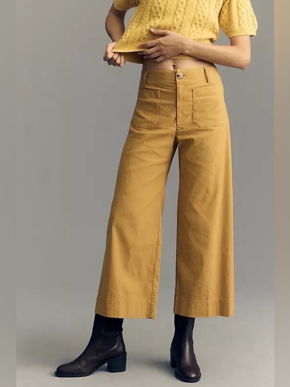 Anthropologie Maeve The Colette Cropped Wide Leg Pant Linen Blend Women’s 26